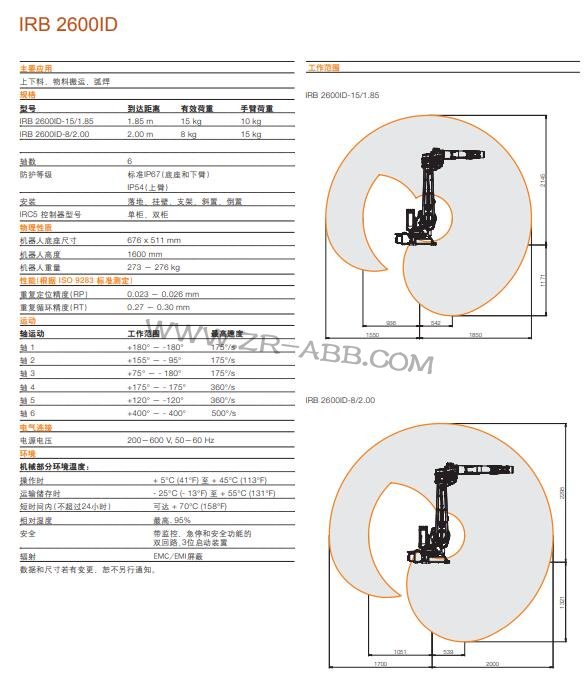 工業(yè)ABB機(jī)器人IRB 2600ID租賃